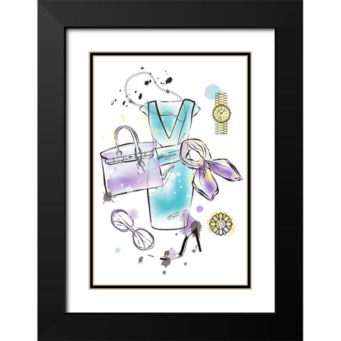 Fashion Flatlay Black Modern Wood Framed Art Print with Double Matting by Pavlova, Martina