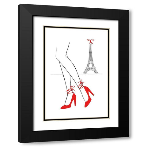 Walk In Paris Black Modern Wood Framed Art Print with Double Matting by Pavlova, Martina