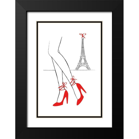 Walk In Paris Black Modern Wood Framed Art Print with Double Matting by Pavlova, Martina