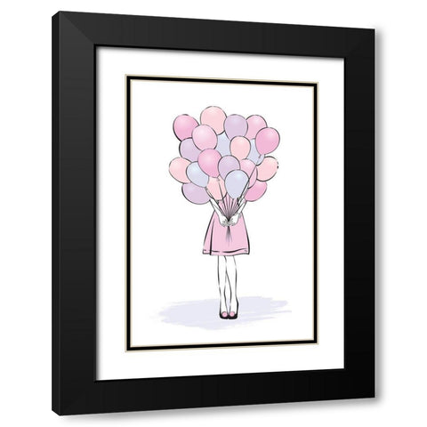 Balloons Black Modern Wood Framed Art Print with Double Matting by Pavlova, Martina