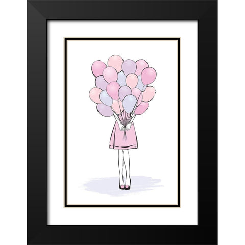 Balloons Black Modern Wood Framed Art Print with Double Matting by Pavlova, Martina