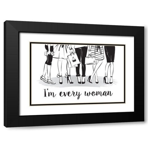Every Woman Black Modern Wood Framed Art Print with Double Matting by Pavlova, Martina