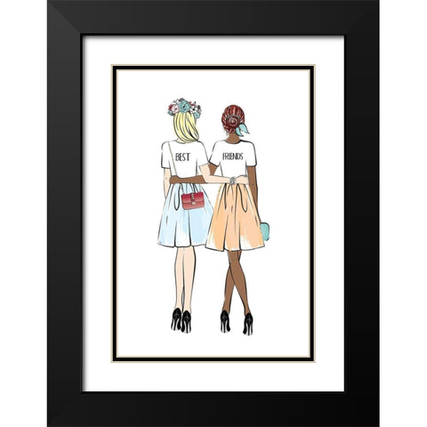 Girlfriends I Black Modern Wood Framed Art Print with Double Matting by Pavlova, Martina