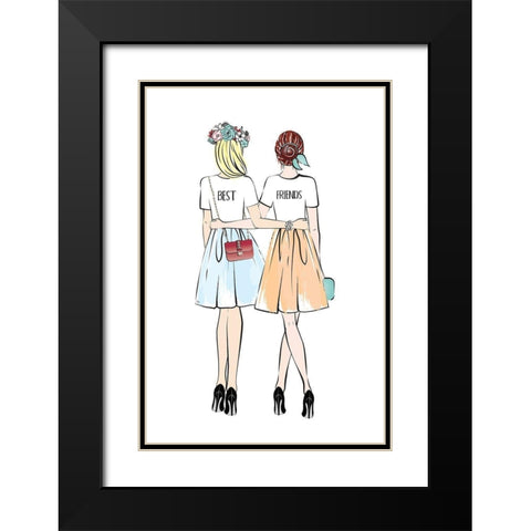 Girlfriends II Black Modern Wood Framed Art Print with Double Matting by Pavlova, Martina