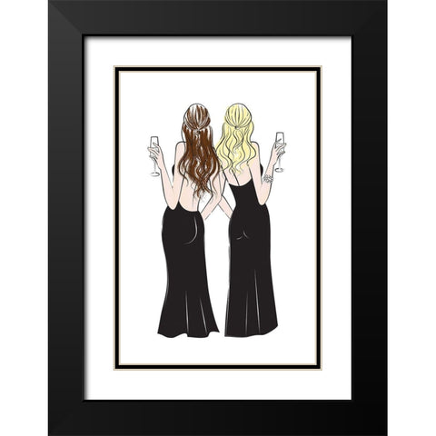Cheers Girls I Black Modern Wood Framed Art Print with Double Matting by Pavlova, Martina