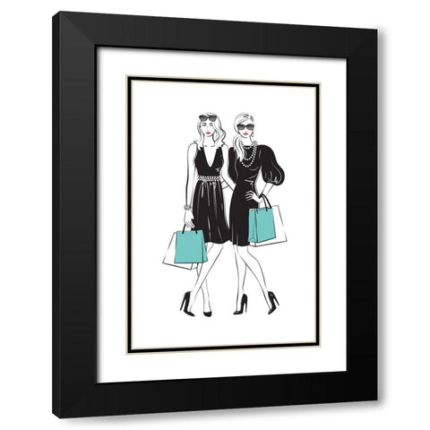 Shopping Friends II Black Modern Wood Framed Art Print with Double Matting by Pavlova, Martina