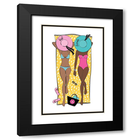 Summer Girls I Black Modern Wood Framed Art Print with Double Matting by Pavlova, Martina