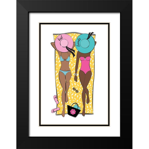 Summer Girls I Black Modern Wood Framed Art Print with Double Matting by Pavlova, Martina
