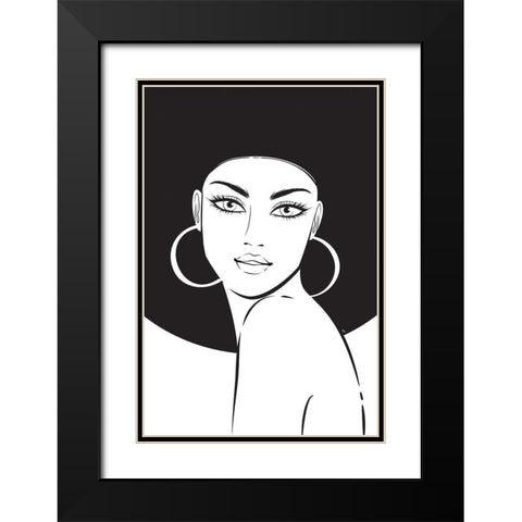 Hat Girl I Black Modern Wood Framed Art Print with Double Matting by Pavlova, Martina