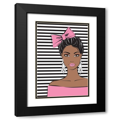Bow Girl I Black Modern Wood Framed Art Print with Double Matting by Pavlova, Martina