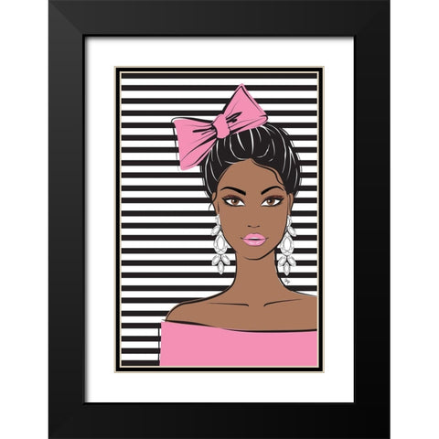 Bow Girl I Black Modern Wood Framed Art Print with Double Matting by Pavlova, Martina