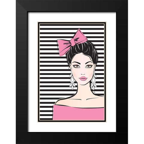Bow Girl II Black Modern Wood Framed Art Print with Double Matting by Pavlova, Martina