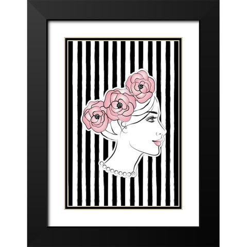 Flower Crown Black Modern Wood Framed Art Print with Double Matting by Pavlova, Martina