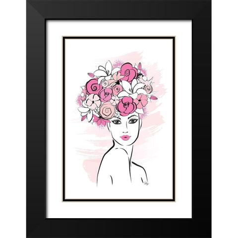Flower Girl Black Modern Wood Framed Art Print with Double Matting by Pavlova, Martina