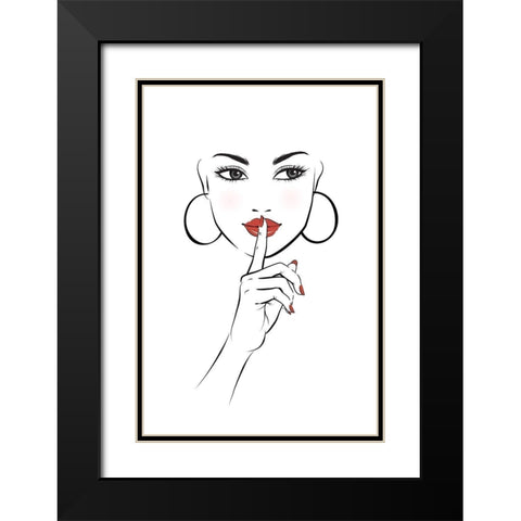 Silence Black Modern Wood Framed Art Print with Double Matting by Pavlova, Martina