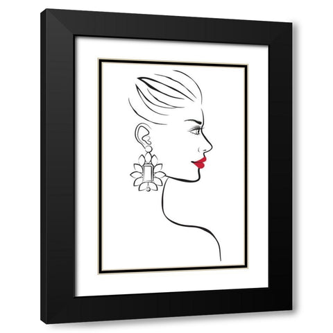 Earring I Black Modern Wood Framed Art Print with Double Matting by Pavlova, Martina