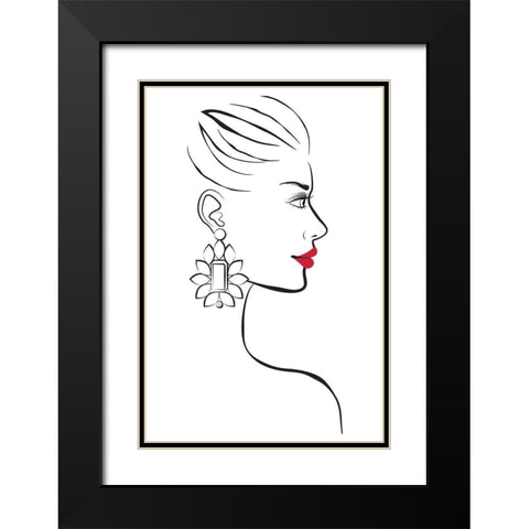 Earring I Black Modern Wood Framed Art Print with Double Matting by Pavlova, Martina