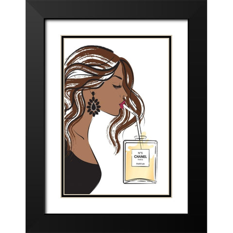 Girl Drink I Black Modern Wood Framed Art Print with Double Matting by Pavlova, Martina