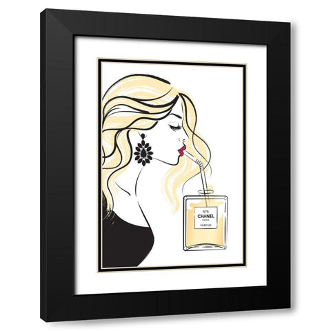 Girl Drink II Black Modern Wood Framed Art Print with Double Matting by Pavlova, Martina