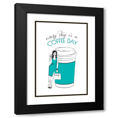 Coffee Day Black Modern Wood Framed Art Print with Double Matting by Pavlova, Martina