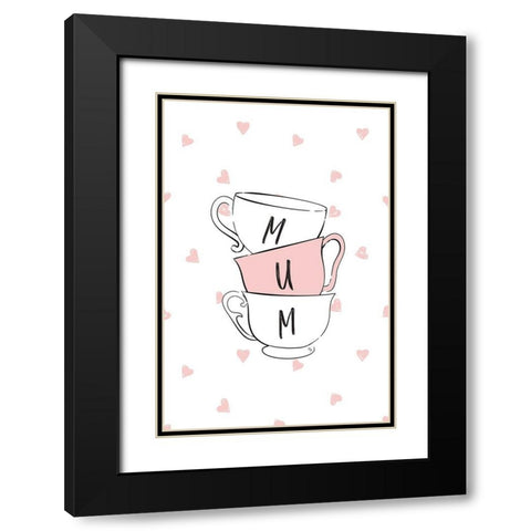 Mum Cups Black Modern Wood Framed Art Print with Double Matting by Pavlova, Martina
