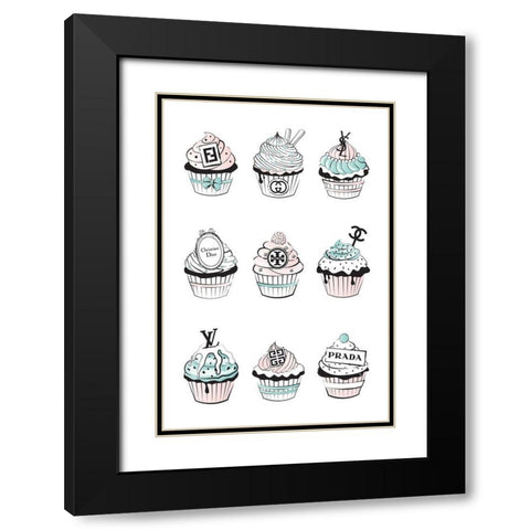 Cupcakes II Black Modern Wood Framed Art Print with Double Matting by Pavlova, Martina
