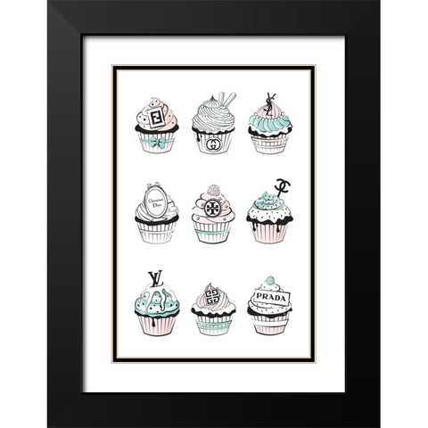 Cupcakes II Black Modern Wood Framed Art Print with Double Matting by Pavlova, Martina