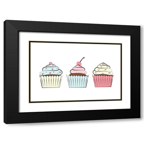 Cupcakes III Black Modern Wood Framed Art Print with Double Matting by Pavlova, Martina