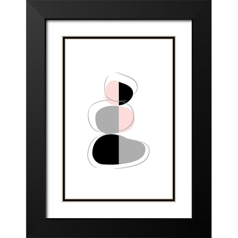 Stones I Black Modern Wood Framed Art Print with Double Matting by Pavlova, Martina
