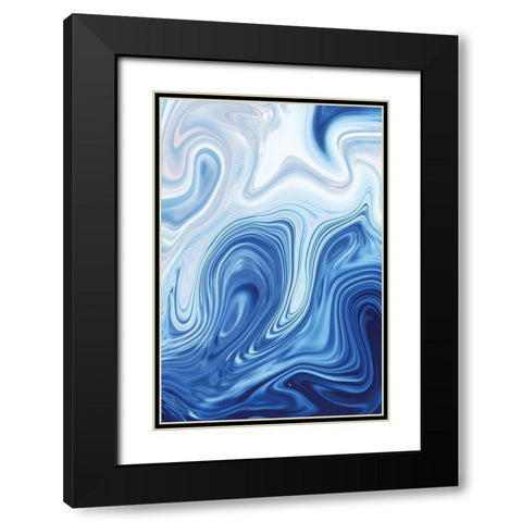Blue Marble Black Modern Wood Framed Art Print with Double Matting by Pavlova, Martina