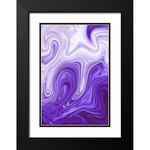 Purple Marble Black Modern Wood Framed Art Print with Double Matting by Pavlova, Martina