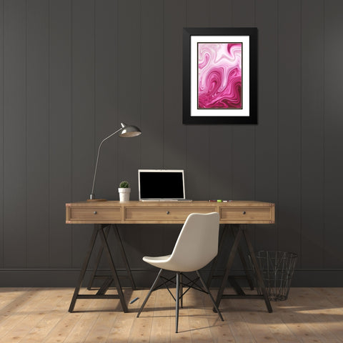 Pink Marble Black Modern Wood Framed Art Print with Double Matting by Pavlova, Martina