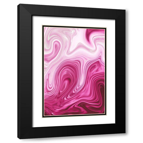 Pink Marble Black Modern Wood Framed Art Print with Double Matting by Pavlova, Martina