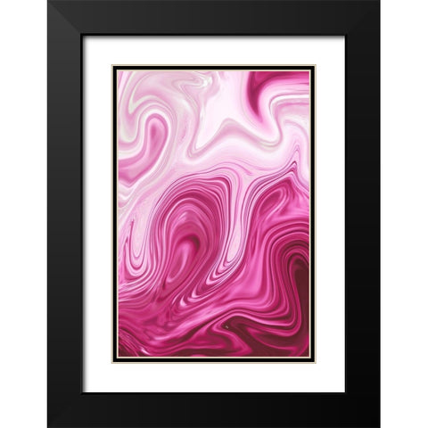 Pink Marble Black Modern Wood Framed Art Print with Double Matting by Pavlova, Martina