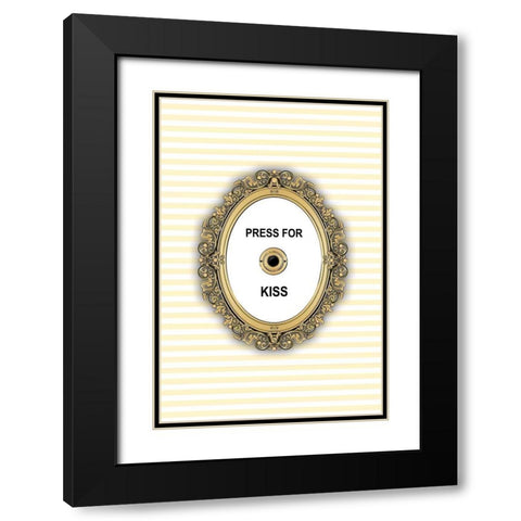 Kiss Button Black Modern Wood Framed Art Print with Double Matting by Pavlova, Martina