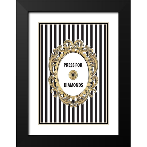 Diamonds Button Black Modern Wood Framed Art Print with Double Matting by Pavlova, Martina