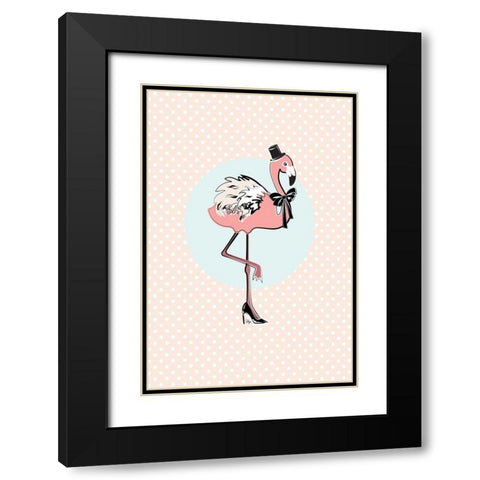 Flamingo Black Modern Wood Framed Art Print with Double Matting by Pavlova, Martina