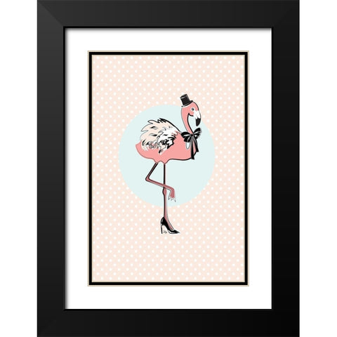 Flamingo Black Modern Wood Framed Art Print with Double Matting by Pavlova, Martina