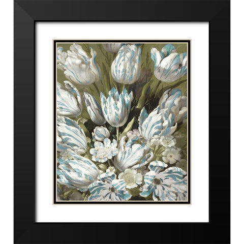 Tulip Bouquet in Aqua Black Modern Wood Framed Art Print with Double Matting by McQueen, Angela