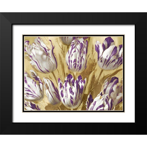 Tulips on Gold I Black Modern Wood Framed Art Print with Double Matting by McQueen, Angela