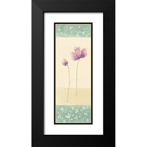 Fleurs roses et ornements II Black Modern Wood Framed Art Print with Double Matting by Blondel, Marianne