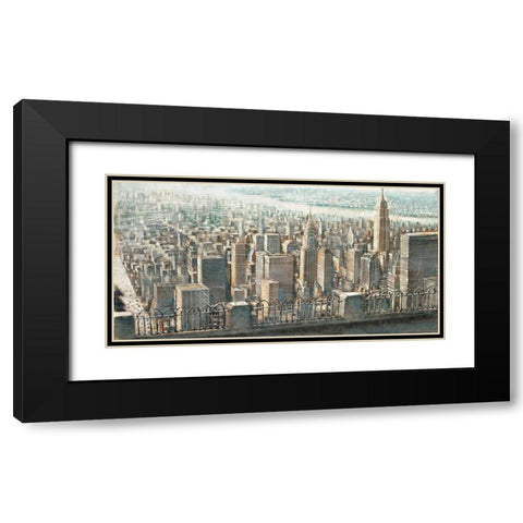 City View of Manhattan Black Modern Wood Framed Art Print with Double Matting by Daniels, Matthew