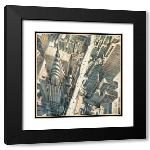 Aerial View Chrysler Bldg Black Modern Wood Framed Art Print with Double Matting by Daniels, Matthew