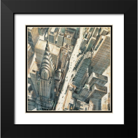 Aerial View Chrysler Bldg Black Modern Wood Framed Art Print with Double Matting by Daniels, Matthew