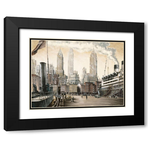 Departure, New York Black Modern Wood Framed Art Print with Double Matting by Daniels, Matthew