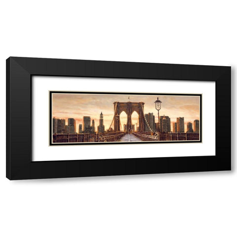 Manhattan Evening Black Modern Wood Framed Art Print with Double Matting by Daniels, Matthew