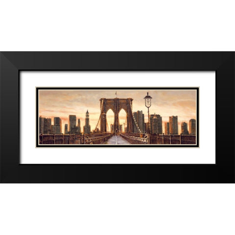 Manhattan Evening Black Modern Wood Framed Art Print with Double Matting by Daniels, Matthew