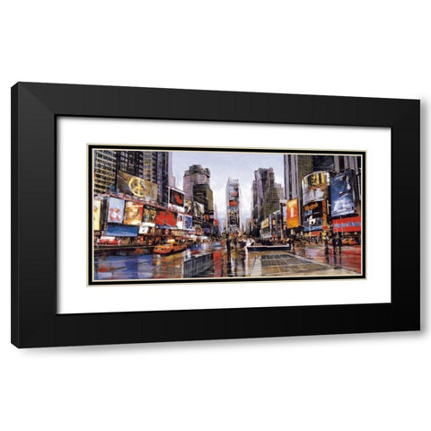 Evening in Times Square Black Modern Wood Framed Art Print with Double Matting by Daniels, Matthew