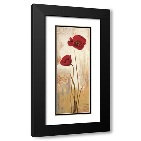 Panneau coquelicots Black Modern Wood Framed Art Print with Double Matting by Besson, Nathalie