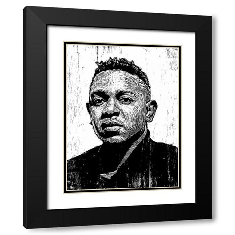Kendrick Lamar Black Modern Wood Framed Art Print with Double Matting by Shigley, Neil